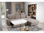 Bohometop 272cm Right-Hand Corner Sofa Bed in Light Grey Heathered Fabric with Adjustable Headrests 36632ACFJ