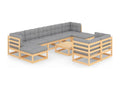10-piece garden furniture set with cushions, solid pine wood, 86978IWSO