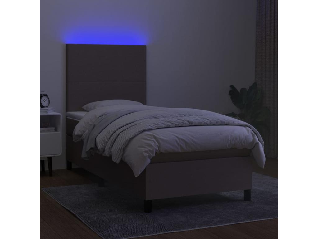 Bohometop 80x200cm Upholstered Bed Base with Mattress and LED Lighting, Fabric 97538MURN