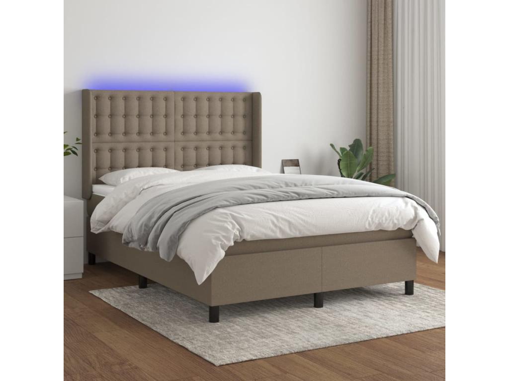 Bohometop bed base with mattress and LED lighting, 140x190 cm, Fabric 33847LTEW