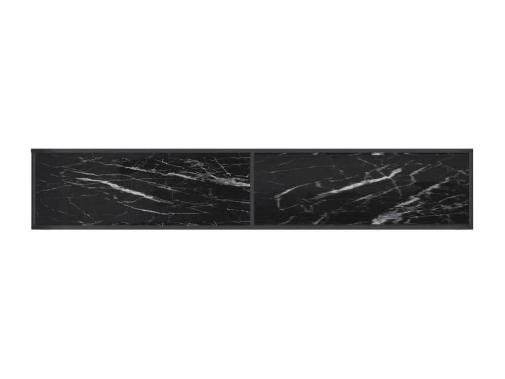 Black Marble TV Stand 220x40x40.5 cm Tempered Glass 68544PZSA