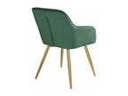 Set of 6 chairs with gold legs, elegant design, living room, kitchen, dining room seating, green velvet, 08 0000062 75035HBLB