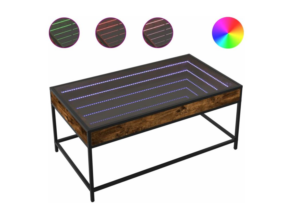 Coffee table with infinity LED, smoked oak, 90x50x41 cm, 35497SJGM