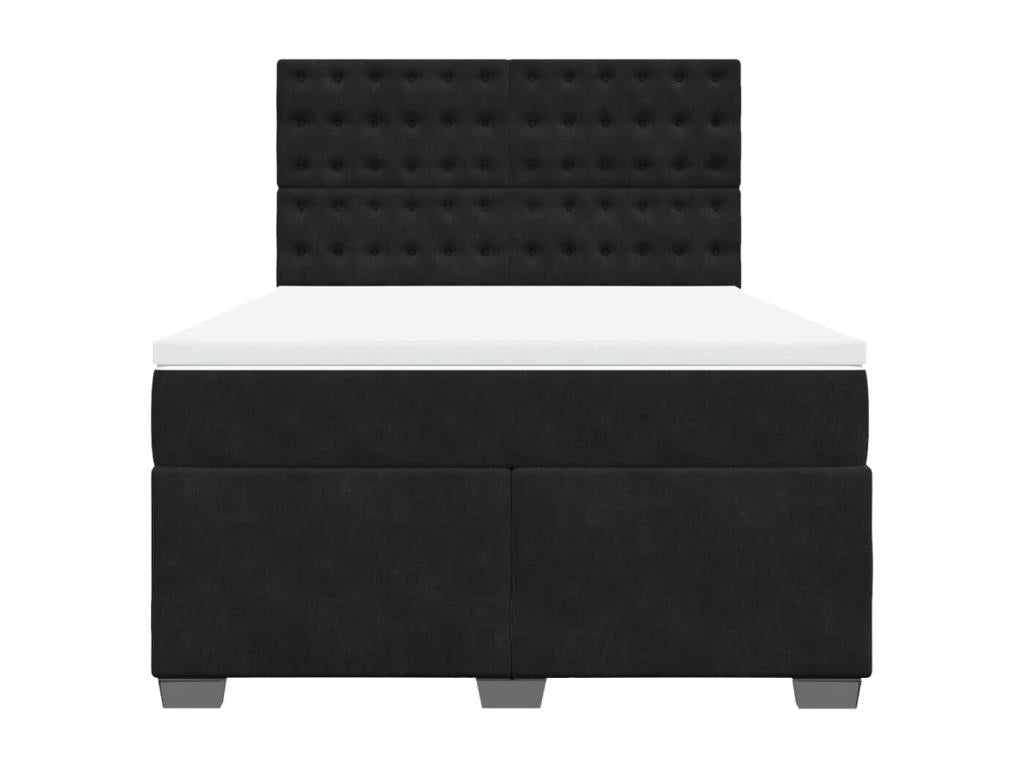 Bohometop bed base with mattress, black, 140x200 cm, velvet, 33165BPXV