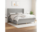 Upholstered bed base with mattress, light grey, 160x200cm, fabric, 92473BHVV
