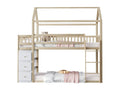 Bunk bed 90x200cm in solid wood - with drawers and shelves - Natural 49385WLWY