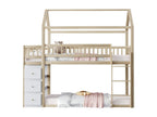 Bunk bed 90x200cm in solid wood - with drawers and shelves - Natural 49385WLWY