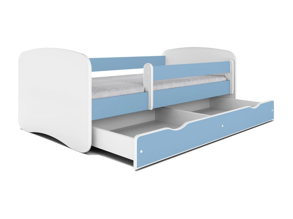 Bohometop children's blue bed with slatted base and removable safety rail - 70x140cm - Drawers - 40045OUQD