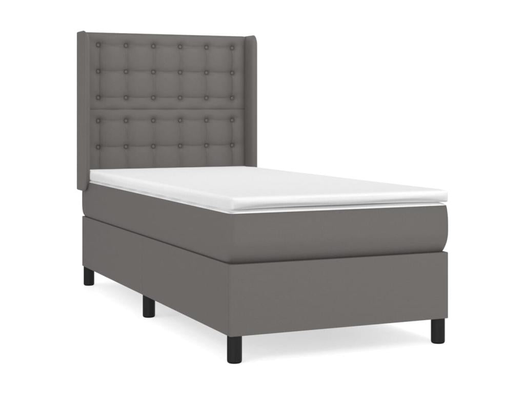 Bohometop bed base with mattress, Grey 90x200 Faux Leather 08119JZSF