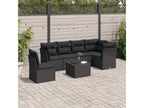 7-piece garden furniture set with cushions, black woven resin 49867CHQF
