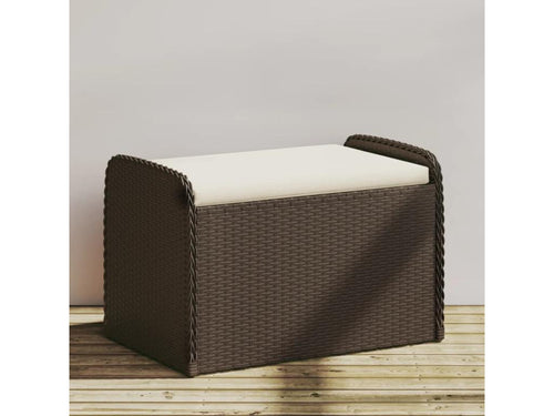 Storage bench and brown cushion 80x51x52 woven resin 34217QFJX