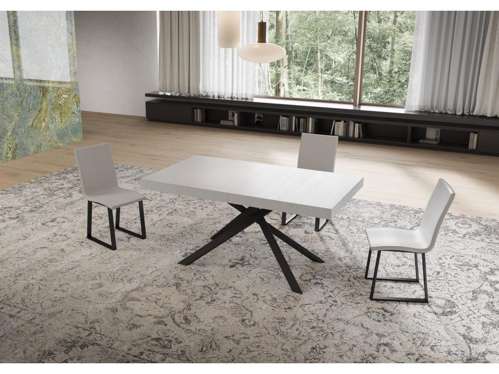 Niket extendable table 80x160/244 cm, white ash wood, anthracite legs, 29494MDZC