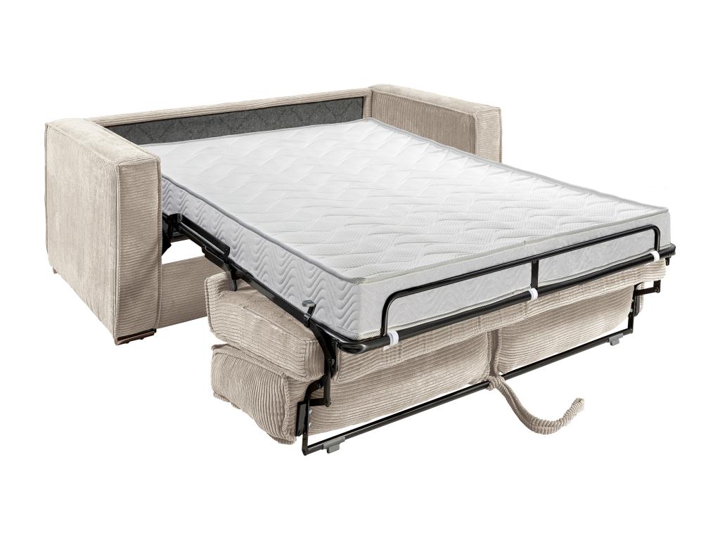 Bohometop 4-seater express convertible sofa in mustard yellow corduroy - Wide 160cm sleeping area - 14cm Bohometop mattress 58254IPUM