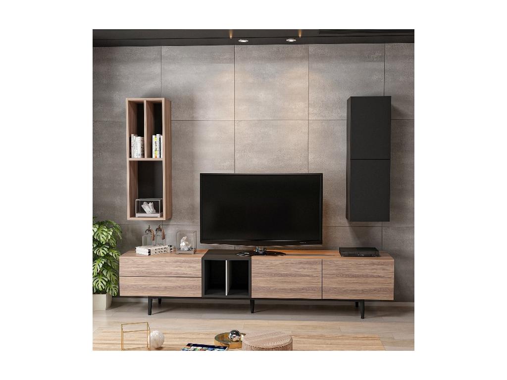 Bohometop Tv Cabinet - Black Wood - 195x37x45 cm - Bohometop 15494CWHC