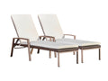 Garden lounge chairs - set of 2 mattresses, 6 positions, dark brown rattan effect 10898TXDI