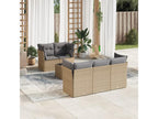 6-piece garden furniture set with cushions, beige woven resin, 02885OPEU