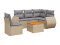 Garden furniture set with cushions, 6 pieces, beige woven resin, 18056UAZI