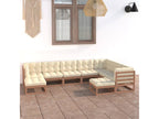 9-piece garden furniture set with cushions, honey brown, pine wood