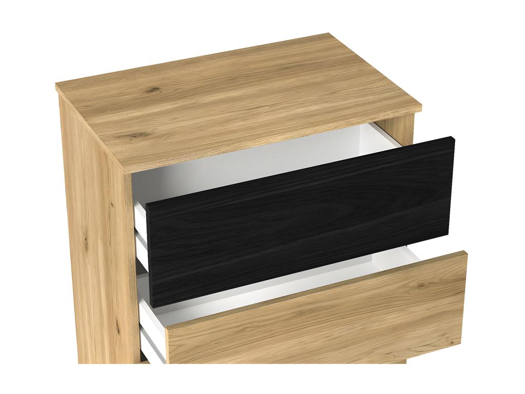 Bohometop - 5-Drawer Chest of Drawers in Oak and Black Wood Effect 27761PMFG