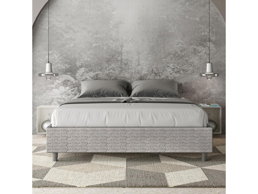 Bed with upholstered slatted base 160x190 Bohometop fabric 1 white Bohometop 89546PTHG