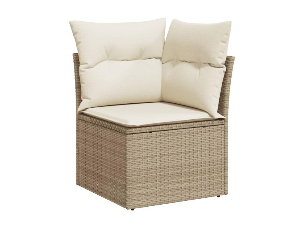11-piece garden furniture set with beige resin wicker cushions 12573WNIV