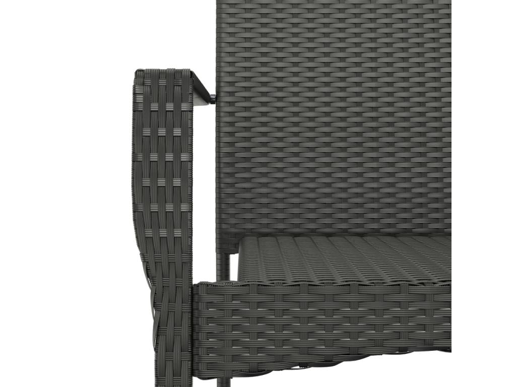 5-piece garden dining set with cushions, black woven resin