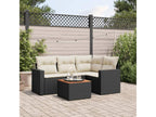5-piece garden furniture set with cushions, black woven resin 76877HRUJ
