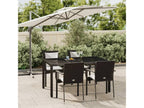 5-piece garden dining set with cushions, black woven resin