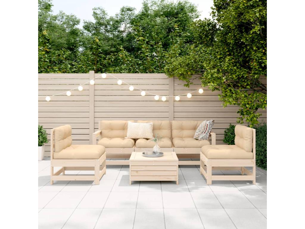 6-piece garden furniture set in solid pine wood 15980TITC