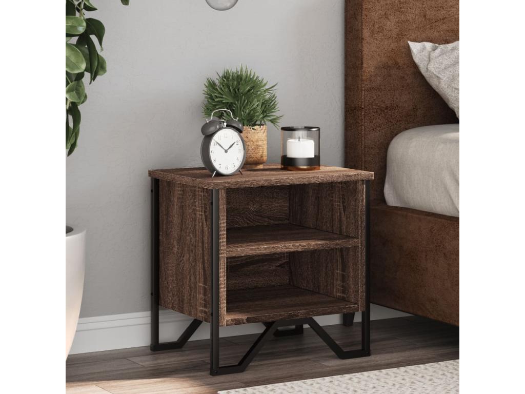 2-piece bedside tables, brown oak, 40x30x40cm, engineered wood