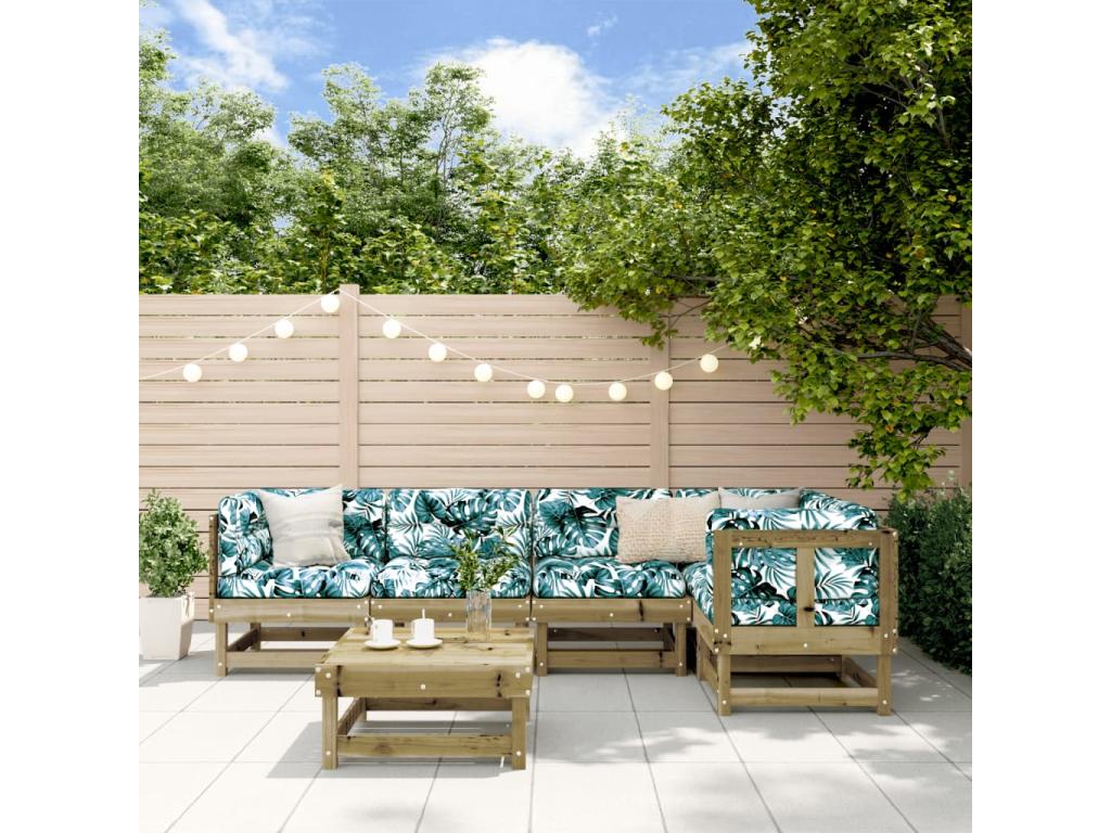 6-piece garden furniture set with cushions, impregnated pine wood 25259KRNK