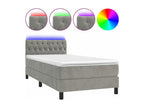 Upholstered bed base and mattress with LED lighting, light grey, 90x190cm, velvet, 20050CMRV