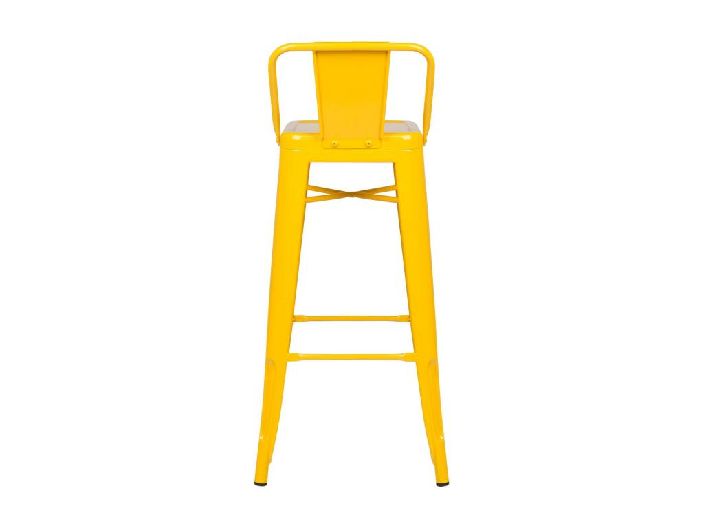 Bohometop 74cm stool with backrest in polished steel - Industrial and elegant design - Yellow 10406UKJX