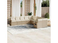 10-piece garden furniture set with cushions, beige woven resin, 31986UFEA