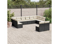 12-piece garden furniture set with cushions, black woven resin, 54967SGZN