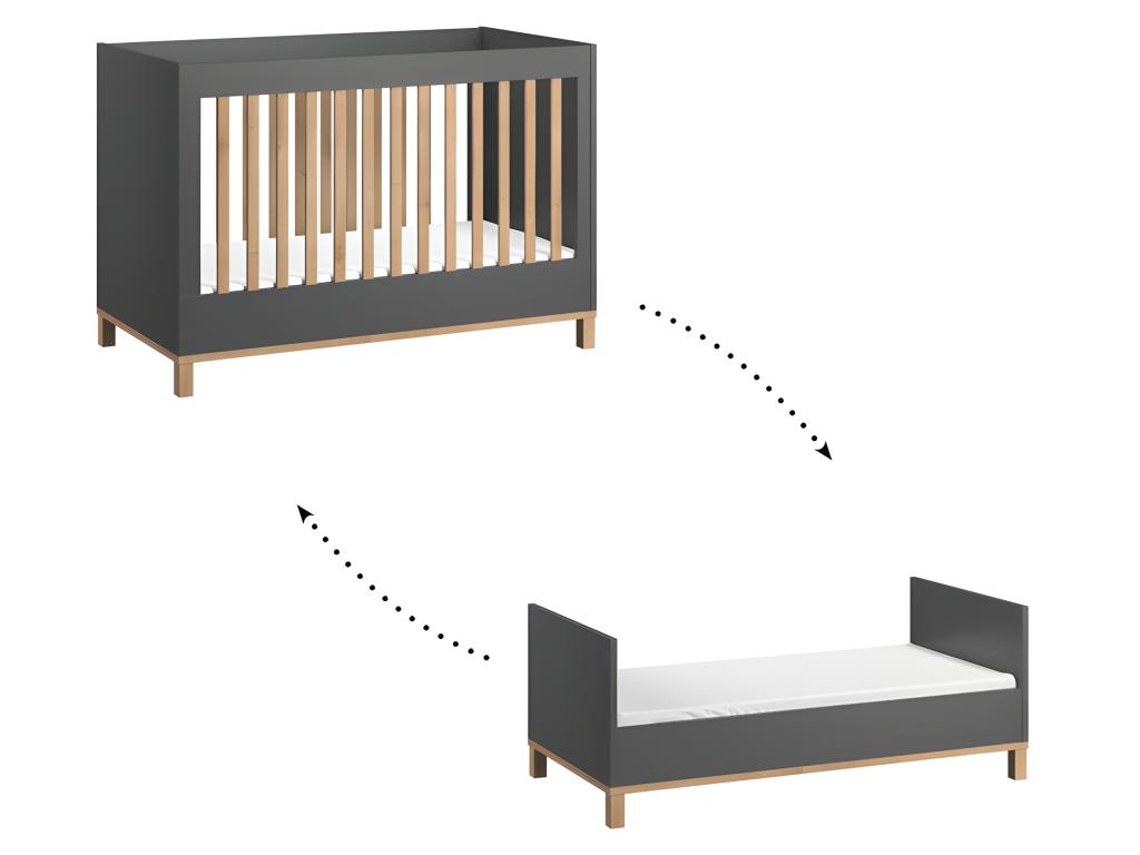 Bohometop Convertible Baby Cot Grey 62299BCDJ