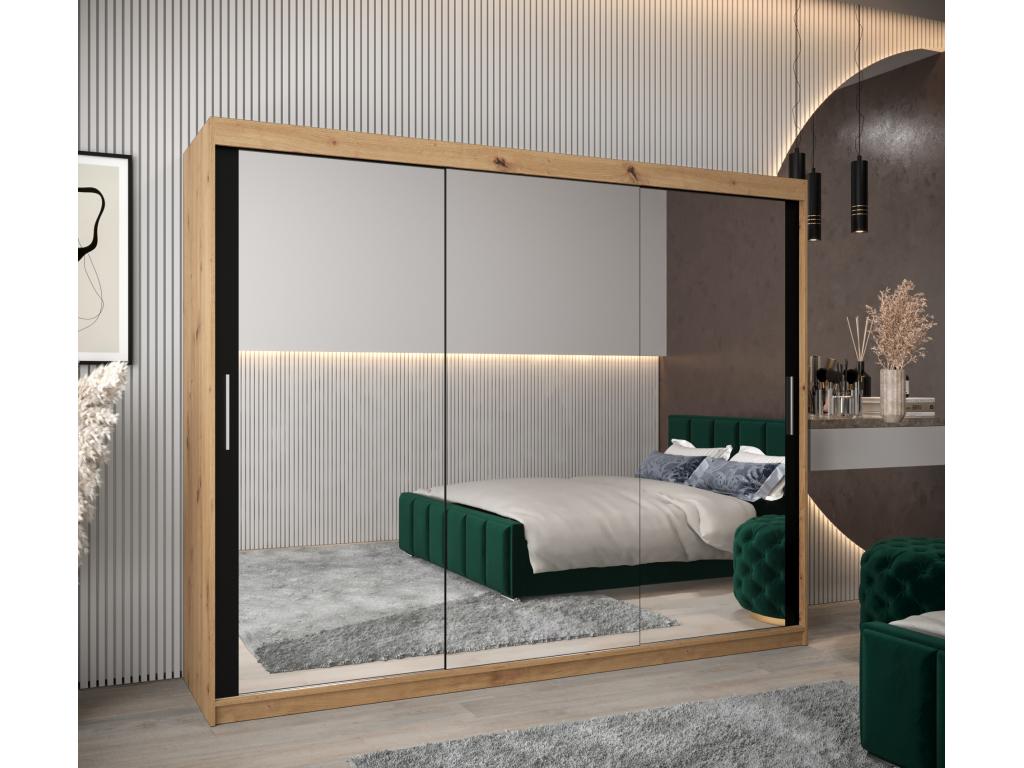 Bohometop 3 Sliding Door Wardrobe 200/250/62 3 Doors Bohometop/Black 80135LIPP