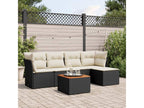 6-piece garden furniture set with cushions, black woven resin, 93271GONA