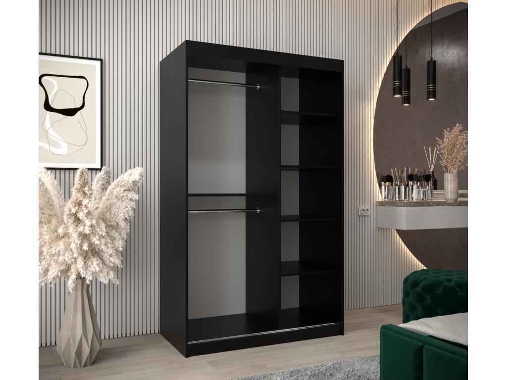 Bohometop Sliding Door Wardrobe 200/120/62 2 Doors Black/White 64539PAEG