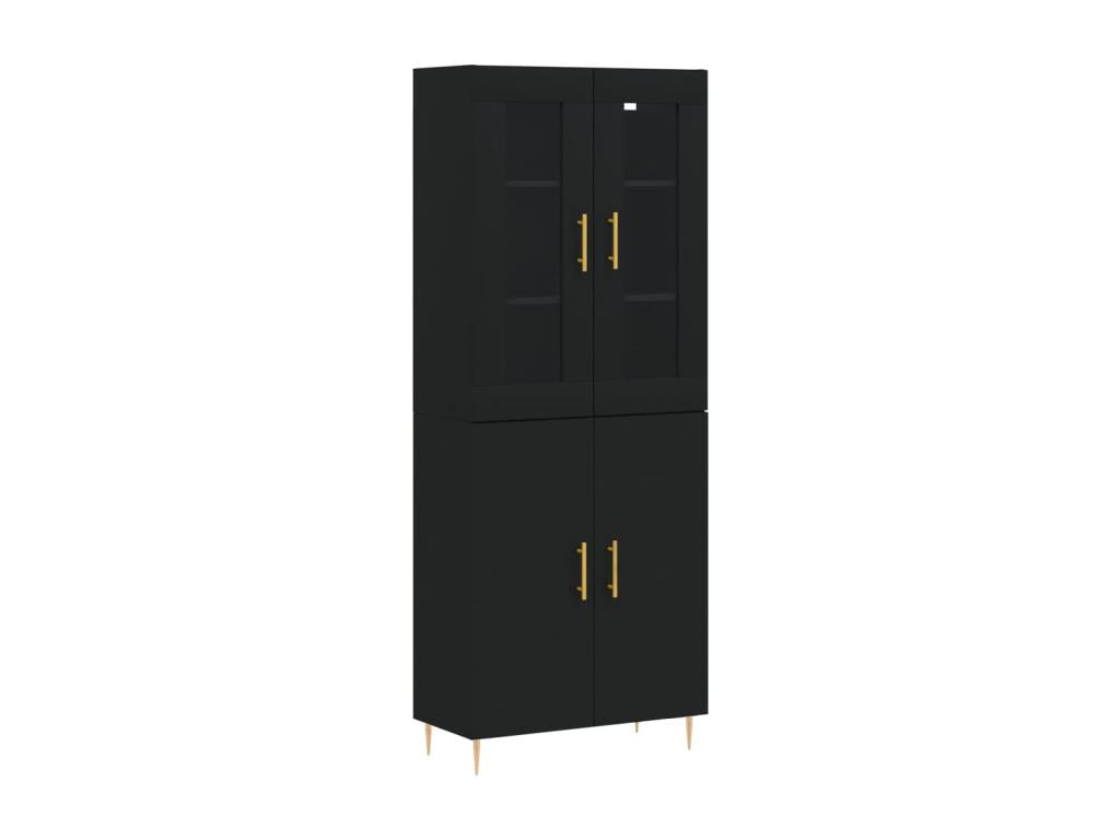 Highboard, Black, 69.5x34x180 cm, Engineered Wood, 00366WPZD