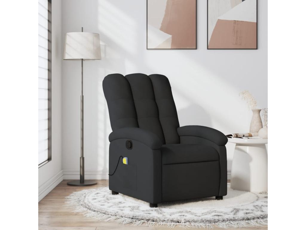 Black Fabric Reclining Massage Chair 87993OEQN