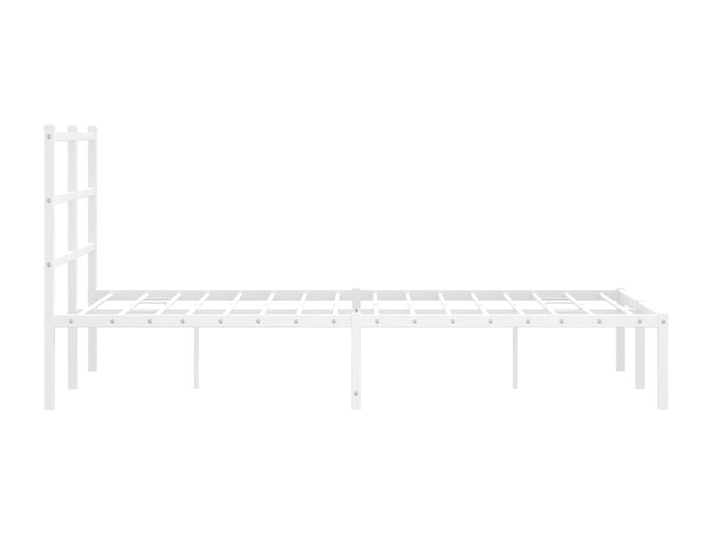 Metal bed frame without mattress and white headboard 120x200 cm