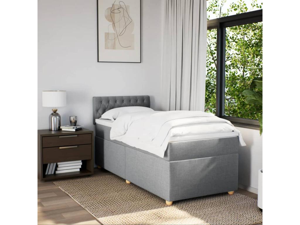 Bohometop bed base with mattress, light grey, 90x200 cm, fabric, 22617NPEQ