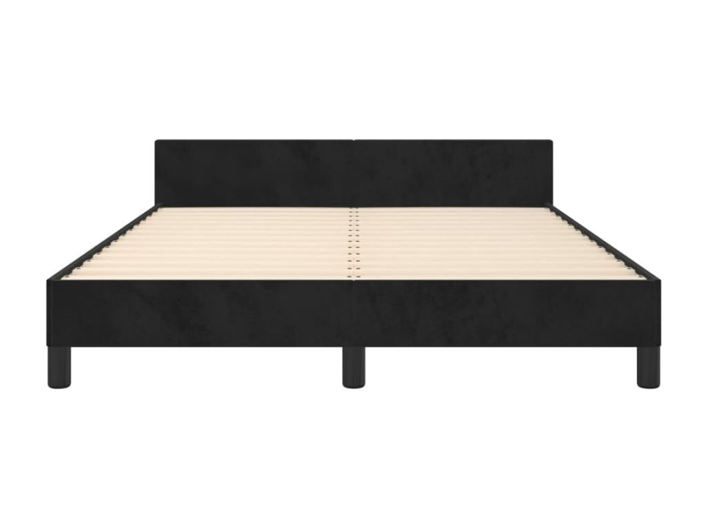 Bed frame with headboard, black, 140x200 cm, velvet, 08475POXA