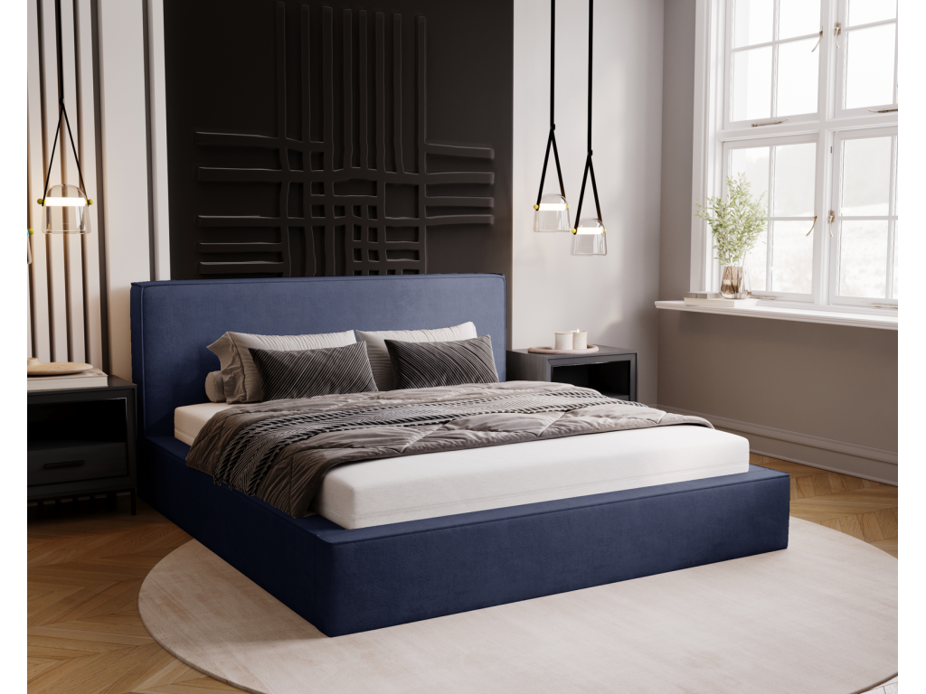 Bohometop Double Bed with Storage 200x200 cm Amare - Blue Velvet Bohometop 50 19205URPA