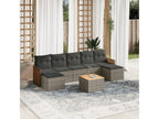 8-piece garden furniture set with grey resin wicker cushions 57376NWTD