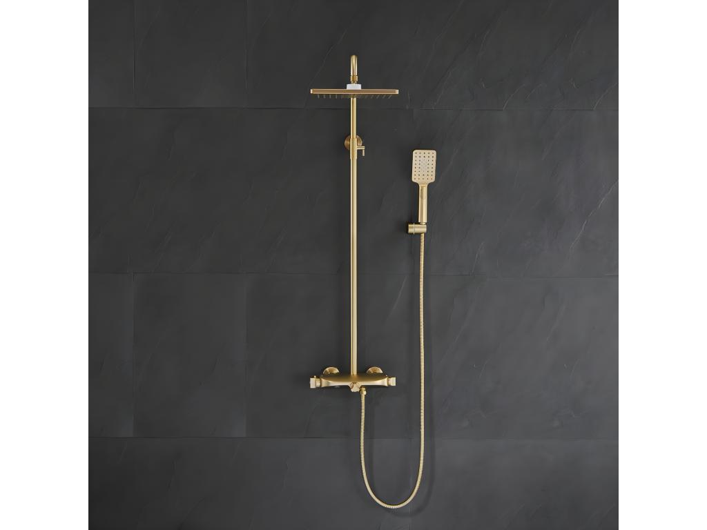 Thermostatic shower and bath column - Brushed gold 48847YKQY