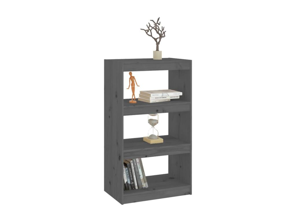 Bookshelf/Room Divider, Grey, 60x30x103.5 cm, Solid Pine, 02247PIAX