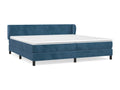Upholstered bed base and mattress, dark blue, 200x200cm, velvet, 55786SOZE