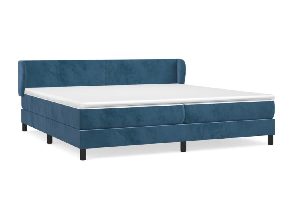Upholstered bed base and mattress, dark blue, 200x200cm, velvet, 55786SOZE